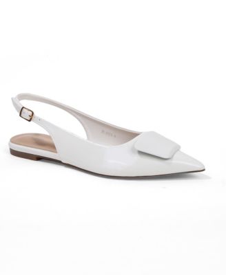 Women's Blanca Patent Slingback Flats with Geometric Accent