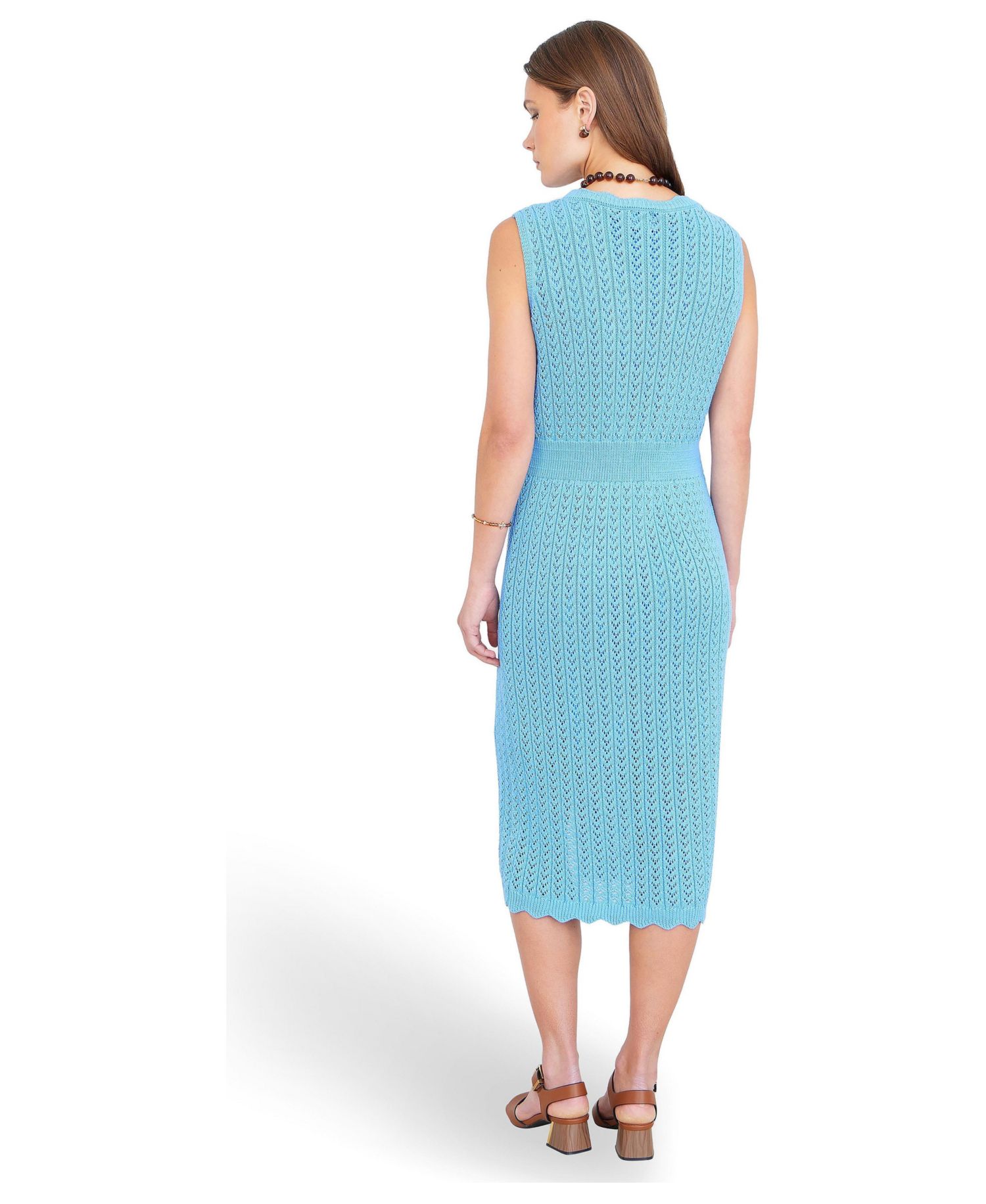 Women's Cotton Scallop Crochet Knitted Dress