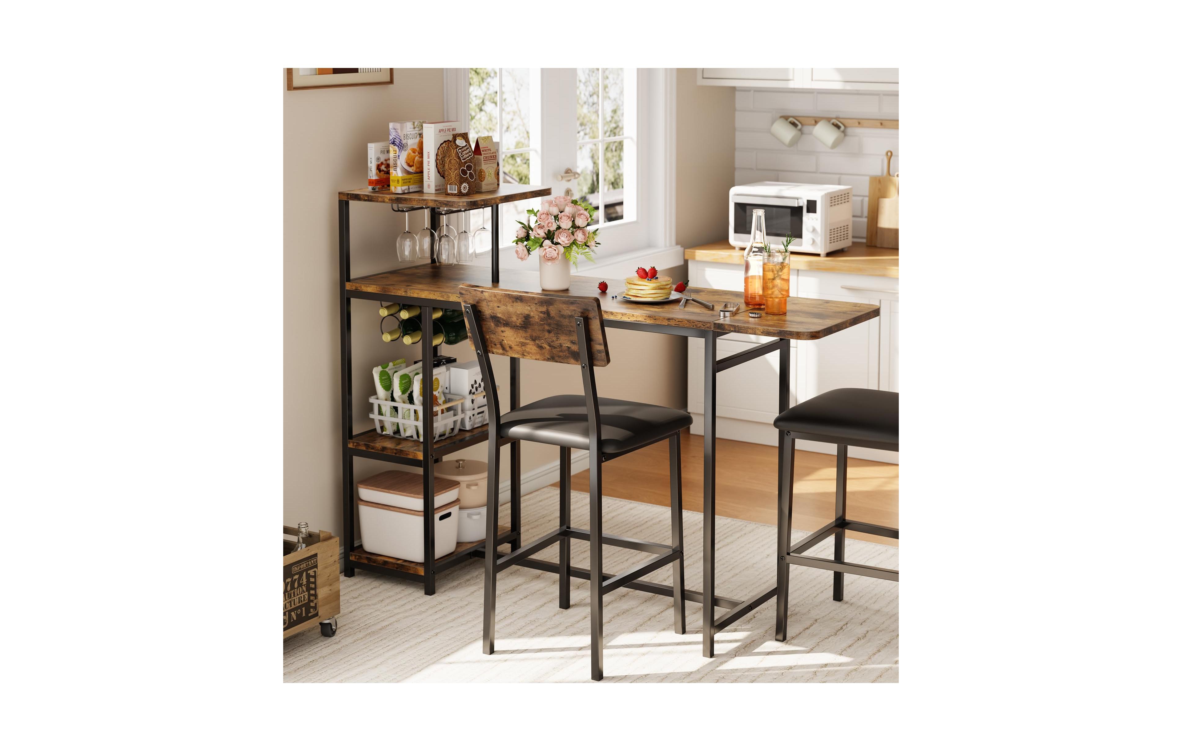 homfan Space-Saving 3-Piece Dining Table Set for 2