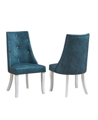 Set Of 2 Faux Leather Upholstery and Smooth white Wood Legs