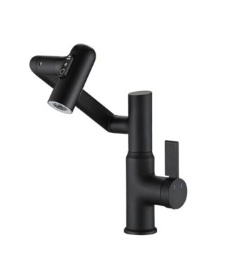 Bathroom Sink Faucet with Spray Function, Temperature Display, Anti-Slip Switch, Hot and Cold Controls, and 360degree(s) Swivel Spout