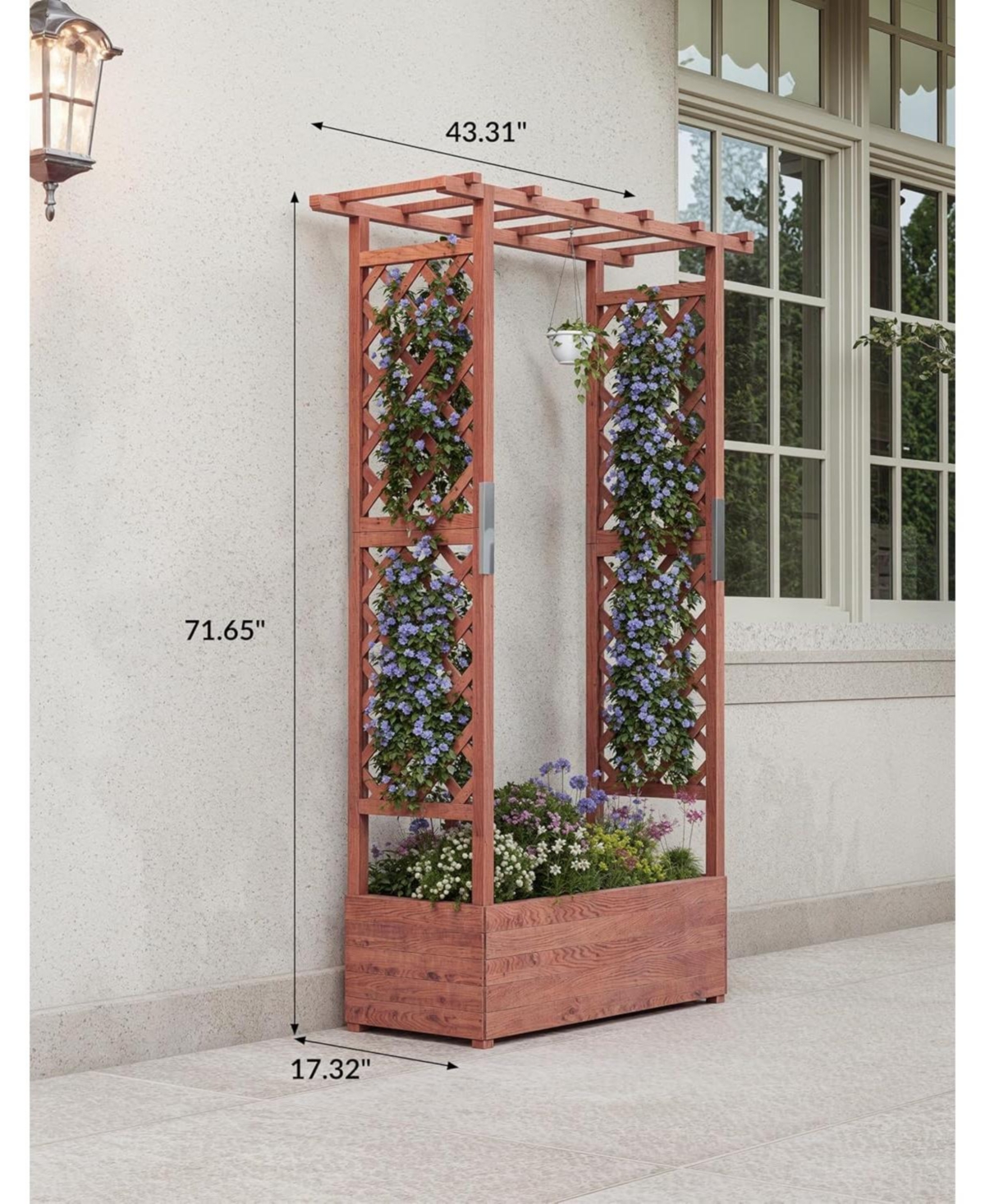 Xo Elevated Wooden Garden Bed with Trellis and Roof