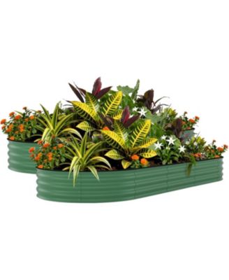 2-Pack 8x4x1.5FT Galvanized Raised Garden Bed, Metal Planter Boxes for Vegetables Flowers Herbs, Rust-Resistant Outdoor Garden Beds
