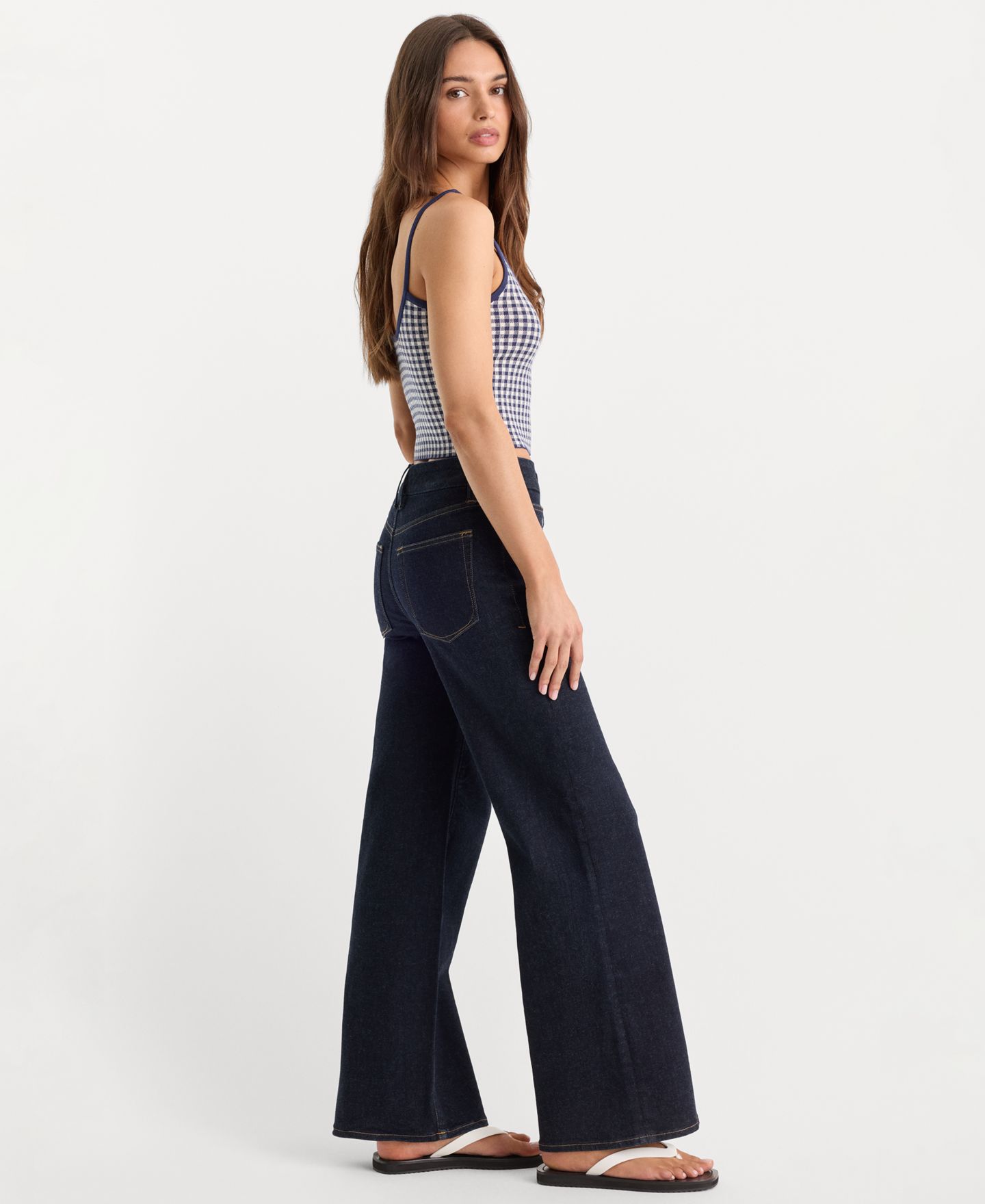 Женские джинсы Good American Always Fits Slim Palazzo, цвет: Синий — фото 2
