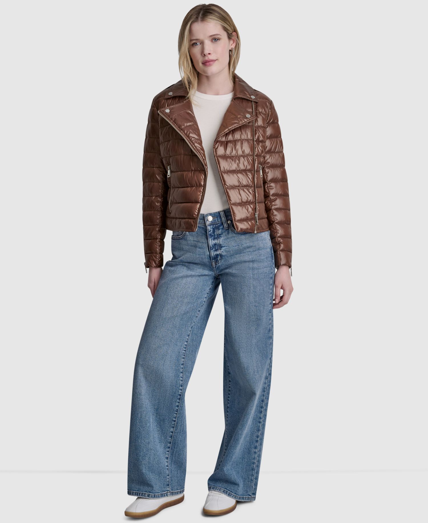 Women's Moto Style Lightweight Puffer Jacket