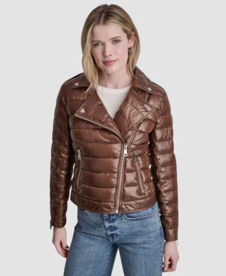 Women's Moto Style Lightweight Puffer Jacket