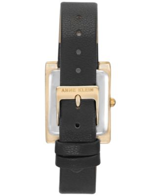 Women's Black Leather Strap Watch 28x35mm AK-2706CHBK