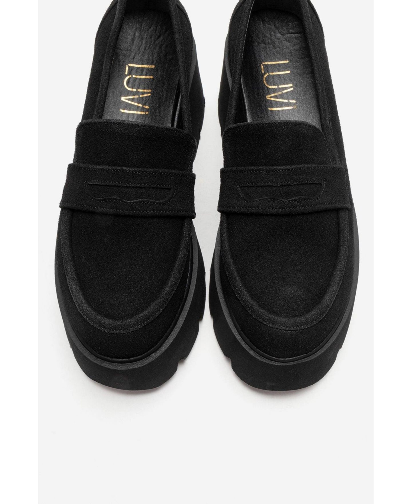 Женские туфли Prologue Shoes Santia Chunky Platform Loafer, цвет: Чёрный замшевый — фото 5