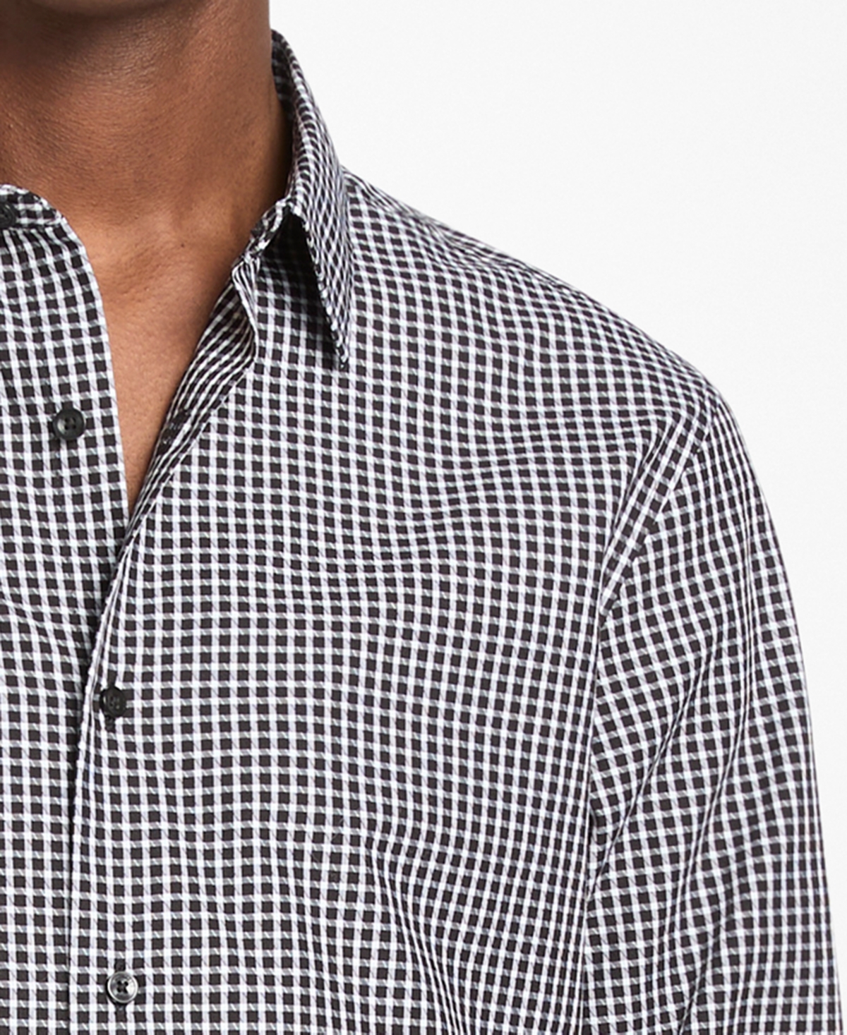 Michael Kors Men's Classic Dobby Long-Sleeve Gingham Shirt