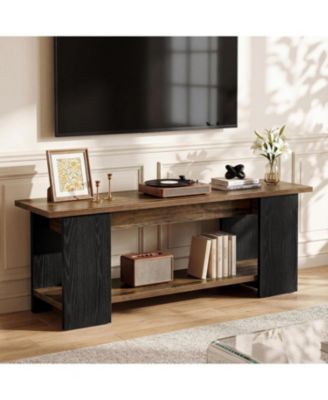 63" TV Stand for 55/60/65/70/75-Inch TVs, Farmhouse Entertainment Center with Open Storage Shelves, Long Television Media Console