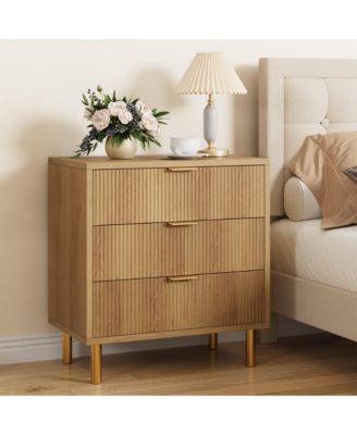 Modern 3-Drawer Dresser with Handle, Wood Storage Chest Organizer for Bedroom, Living Room, Entryway