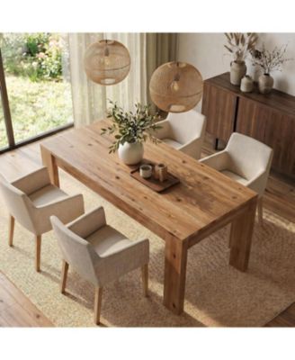 55.12" Solid Wood Rectangular Dining Table, 30.71" Height Farmhouse Kitchen Table with Thick Legs