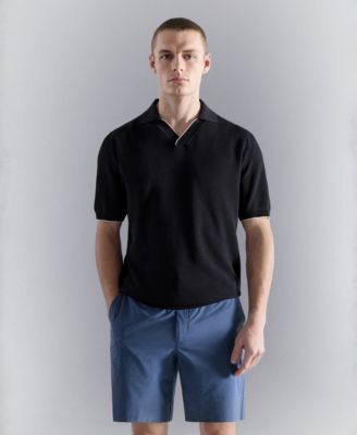 Men's Contrasting Knitted Polo Shirt