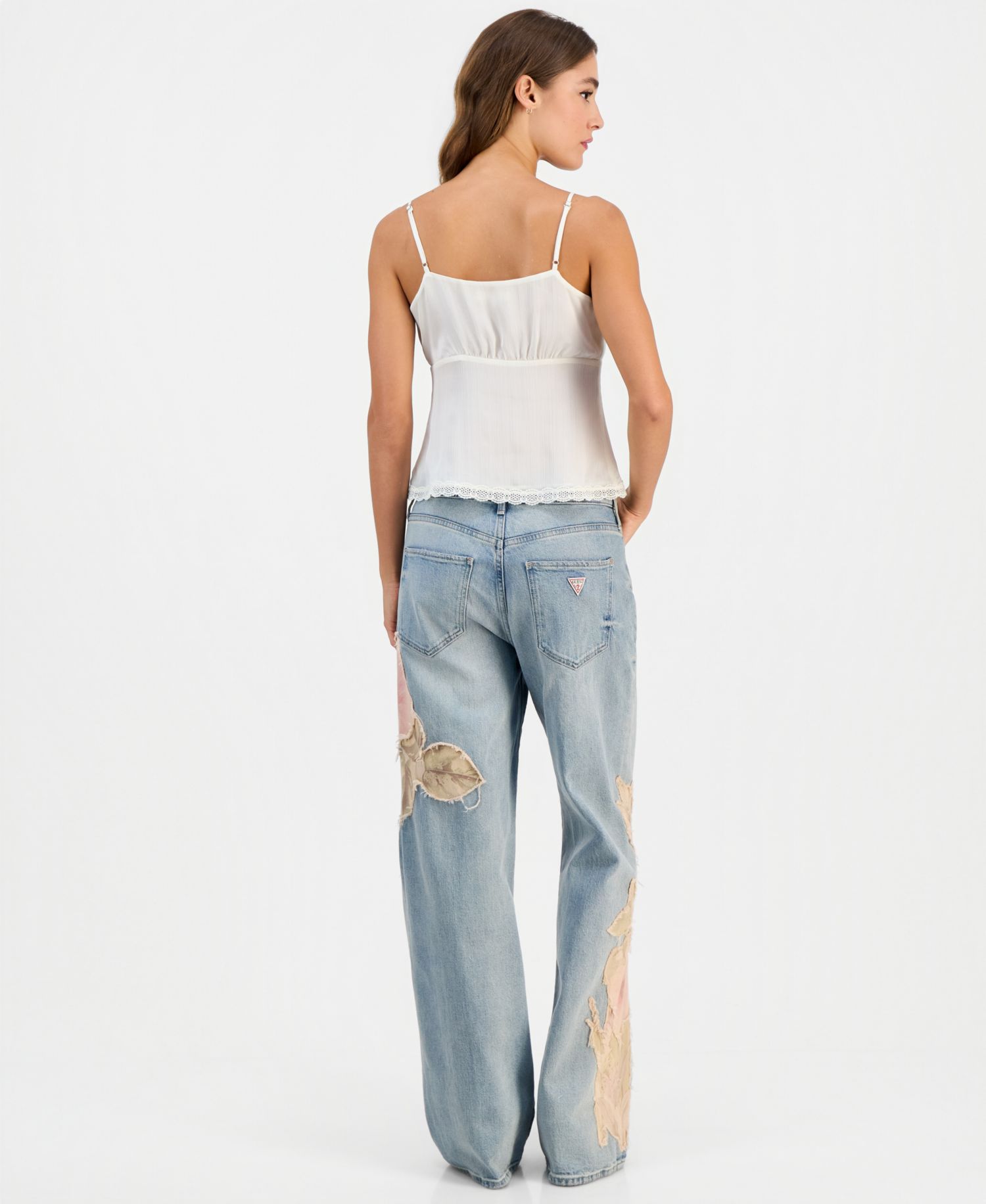 Women's Rey Floral Appliqu&eacute; Wide-Leg Jeans