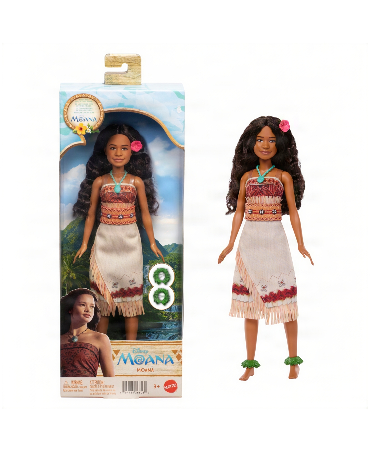 Disney Princess Moana Fashion Doll, Live-Action Movie Inspired, Removable Outfit with 5 Accessories, for Ages 3+