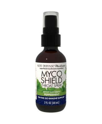 MycoShield Throat Spray-Dietary Mushroom Supplement with Chaga, Reishi, Turkey Tail and More - Peppermint, 2 fl oz (142 Servings)
