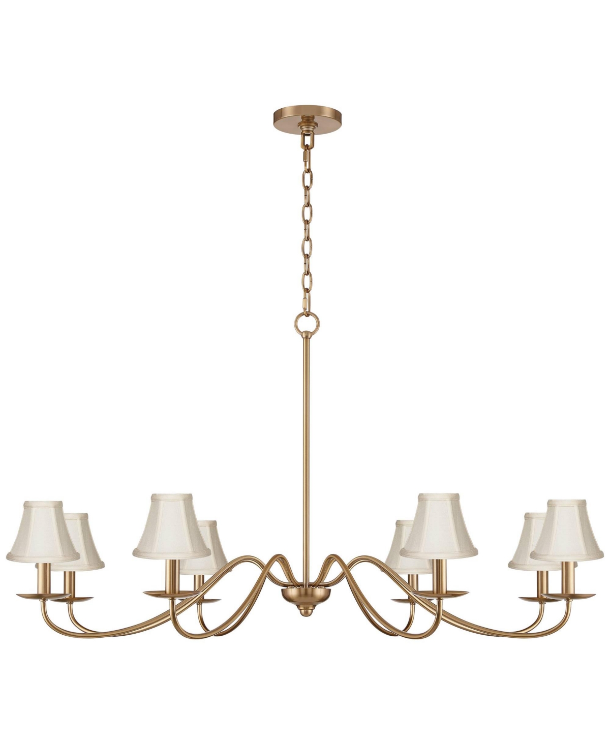 Franklin Iron Works Marinec 42inch Wide Soft Gold 8-Light Chandelier with Cream Shades