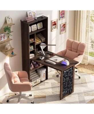 Foldable Desk with Charging Station, Space-Saving Murphy Table