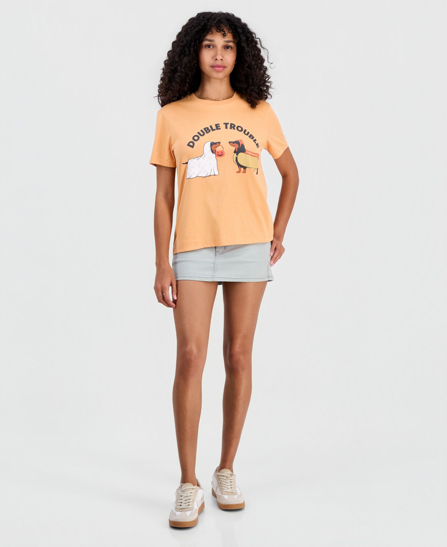 Juniors' Double Trouble Dog Crewneck Tee