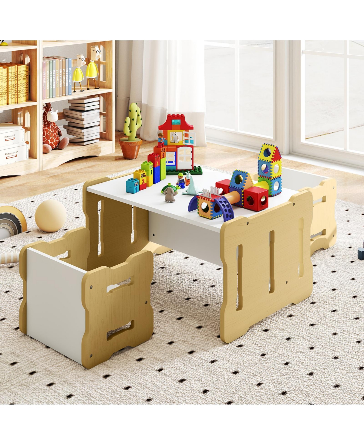 Slickblue Kids 3 Piece Table and Stool Set Toddler Activity Furniture