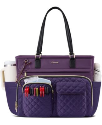 Women's Work Bag with Large Cup Holder, Large Capacity Teacher Tote with Multi Pockets, Water Resistant Nurse Diaper Tote