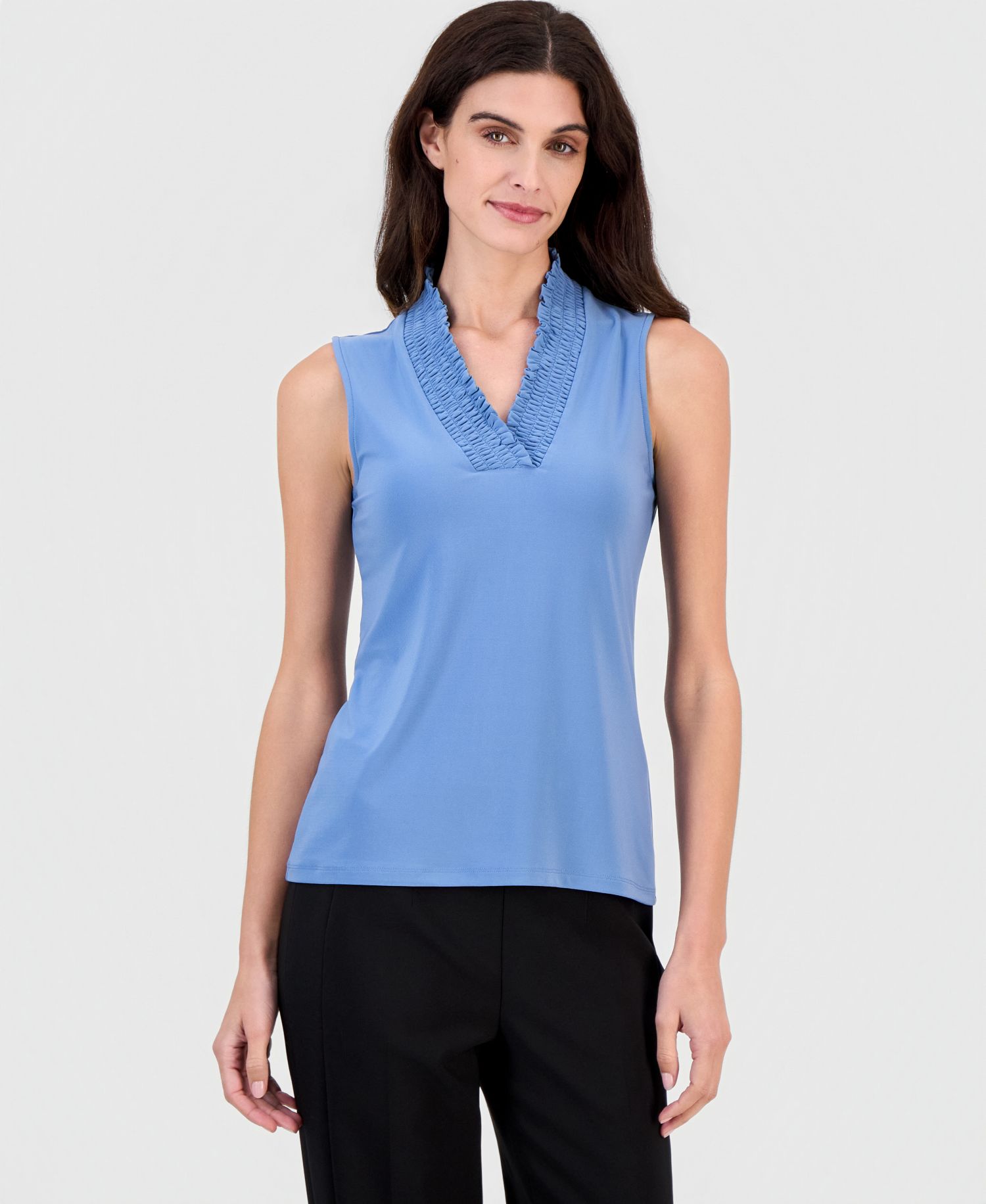 Women's Sleeveless Smocked V-Neck Top
