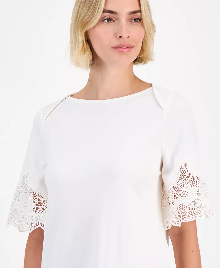 Women's Lace-Trim Asymmetrical Top - thumbnail 2