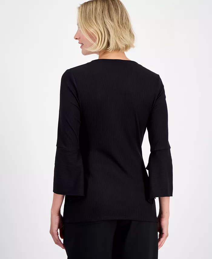 Women's Ribbed Surplice-Neck Wrap Top - thumbnail 2