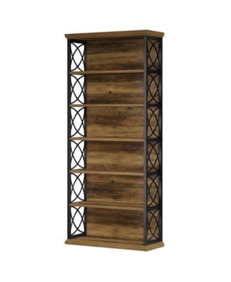 Industrial Etagere Bookcase with 6 Open Shelves for Books and Decor