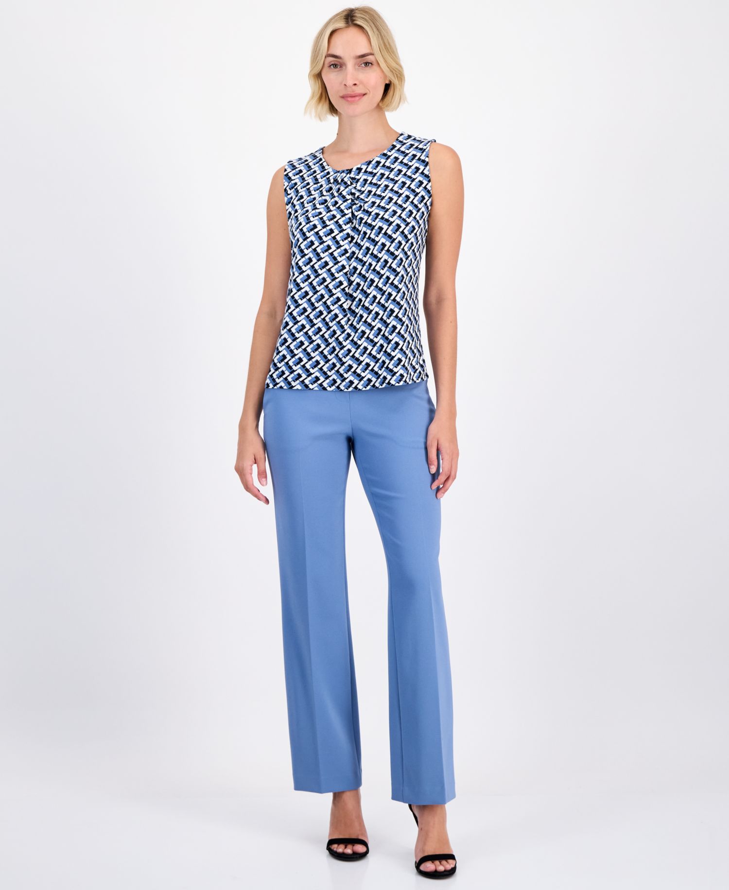 Women's Gathered-Neck Sleeveless Top