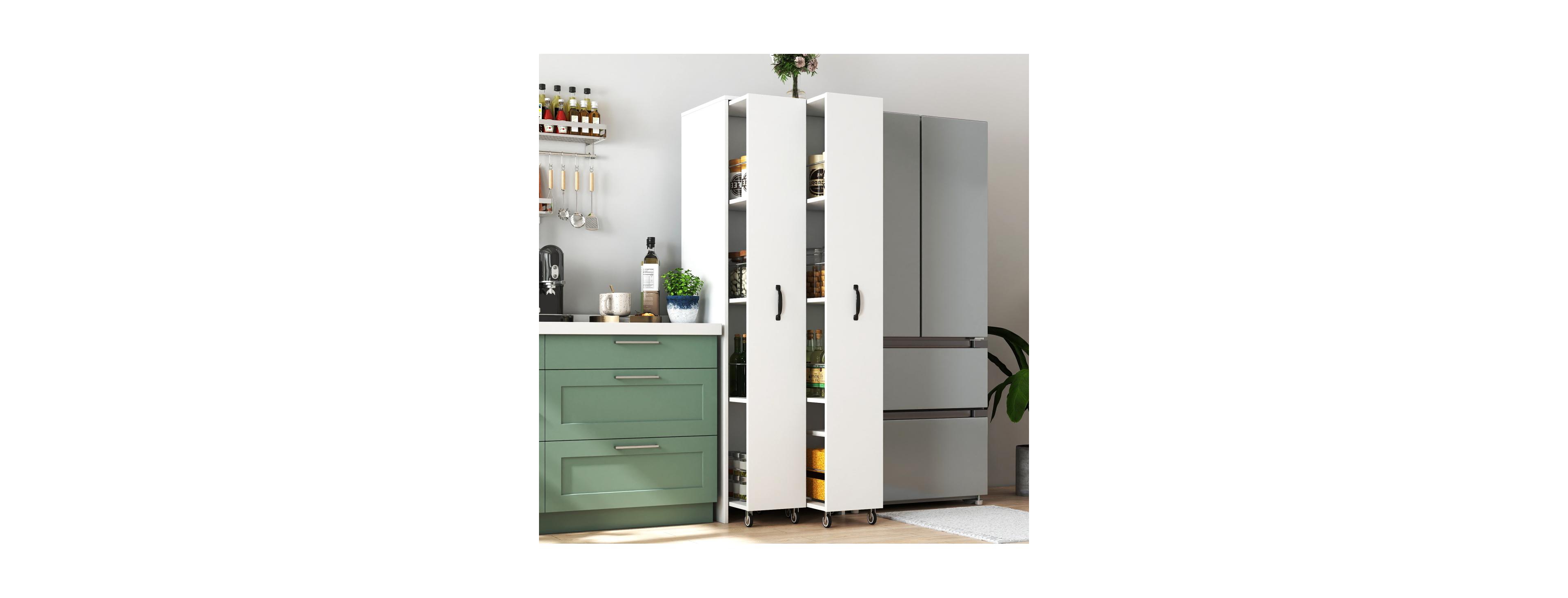 Streamdale Furniture 4-Tier Sliding Door Bookcase with Hidden Storage and Wheels
