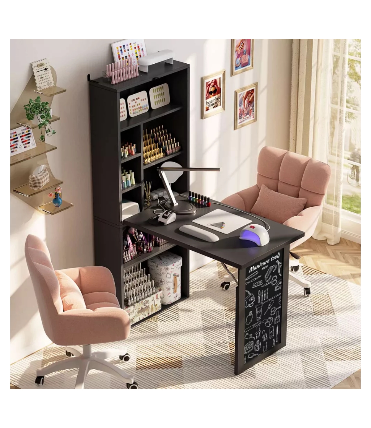 Aheaplus Foldable Desk with Charging Station, Space-Saving Murphy Table