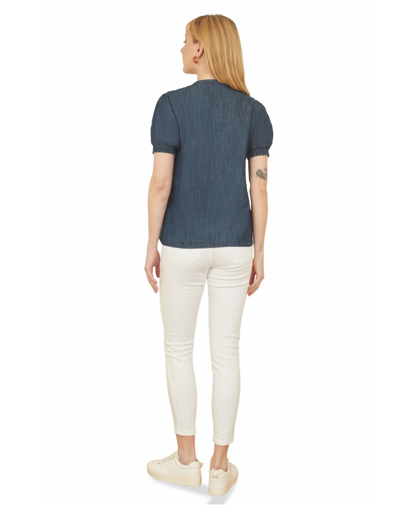 Женская рубашка Yumi Chambray Pleated Denim, цвет: Синий — фото 3