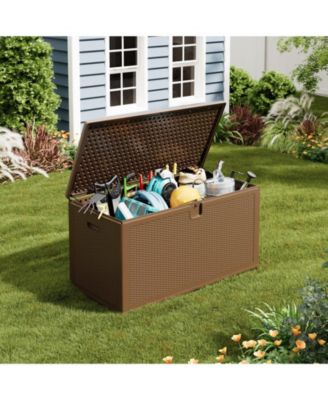 150 Gallon Heavy Duty Resin Deck Box Outdoor Storage and Weatherproof Lockable Lid Spacious Bin for Patio Garden Porch Pool Supplies