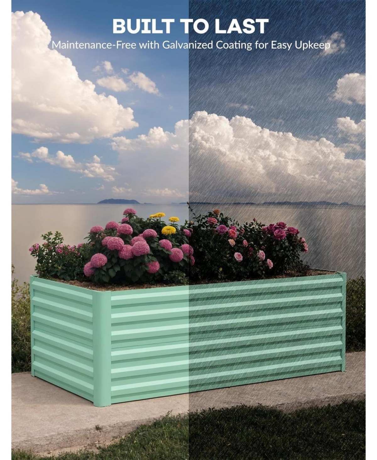 Xo 6x3x2FT Metal Raised Garden Bed, Heavy Duty Planter Box, Rust-Resistant Outdoor Garden Bed for Vegetables Herbs Flowers