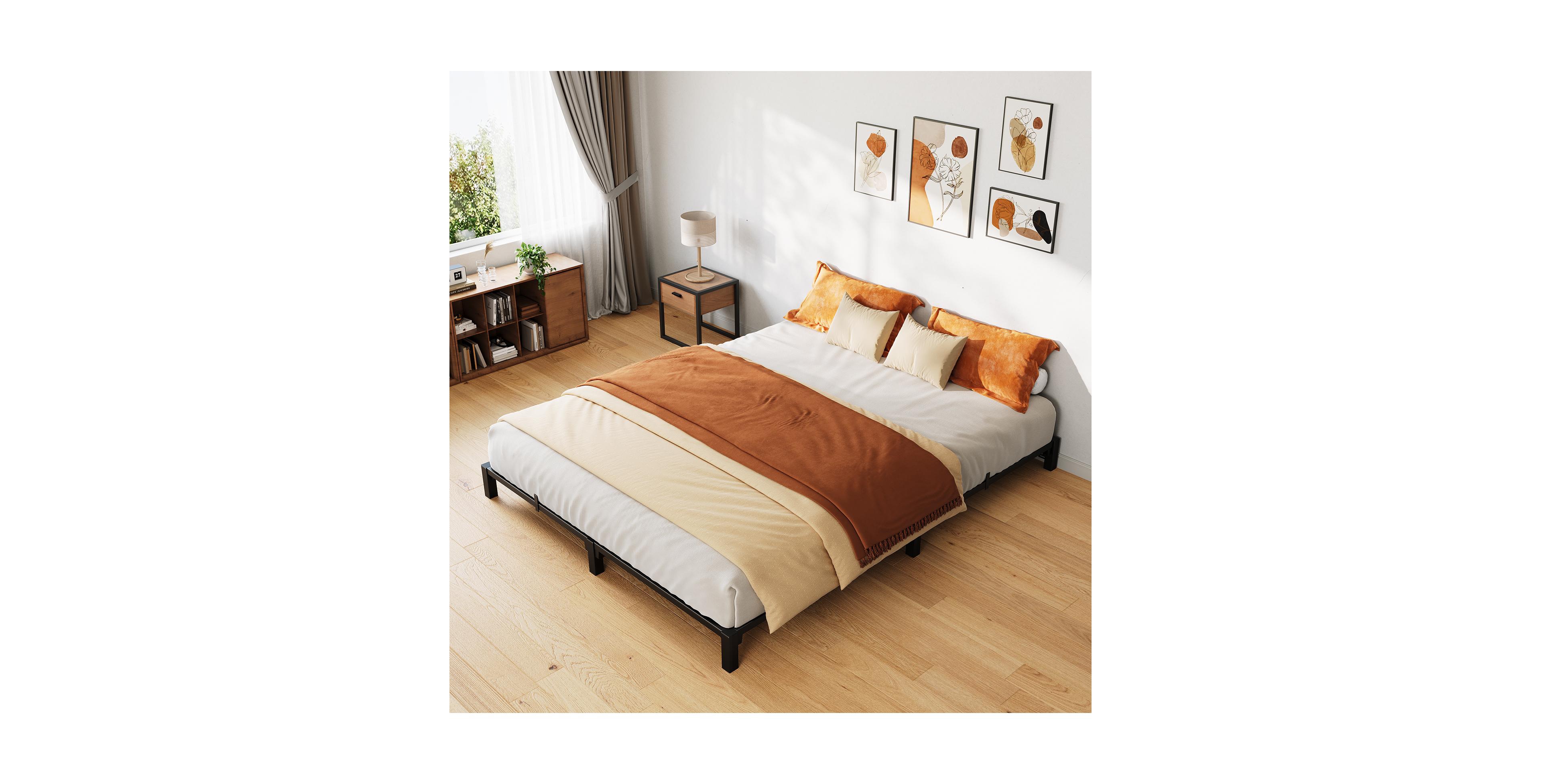 homfan Bed Frame King Size, 6 Inch Metal Platform, No Box Spring Needed, 800 Lbs Capacity, Tool-Free Assembly
