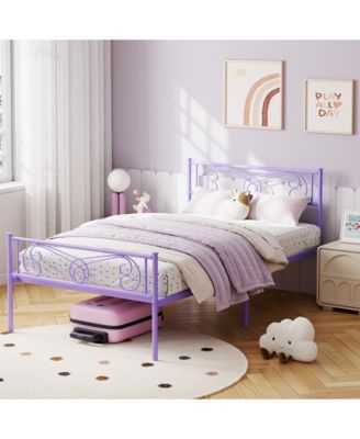 Modern Metal Platform Bed Frame with Headboard and Footboard - Sturdy Steel Slats, Underbed Storage, No Box Spring Needed