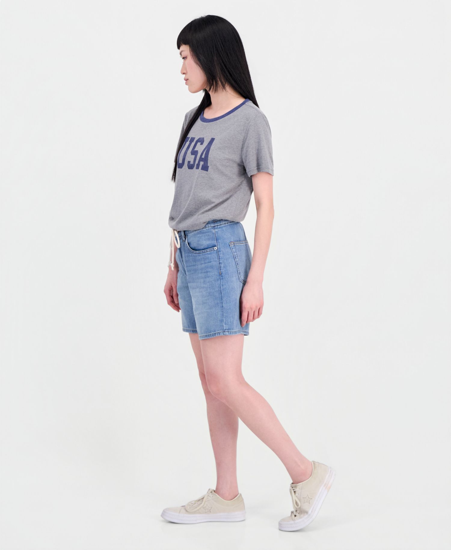 Women's Tie-Waist Cotton Denim Shorts
