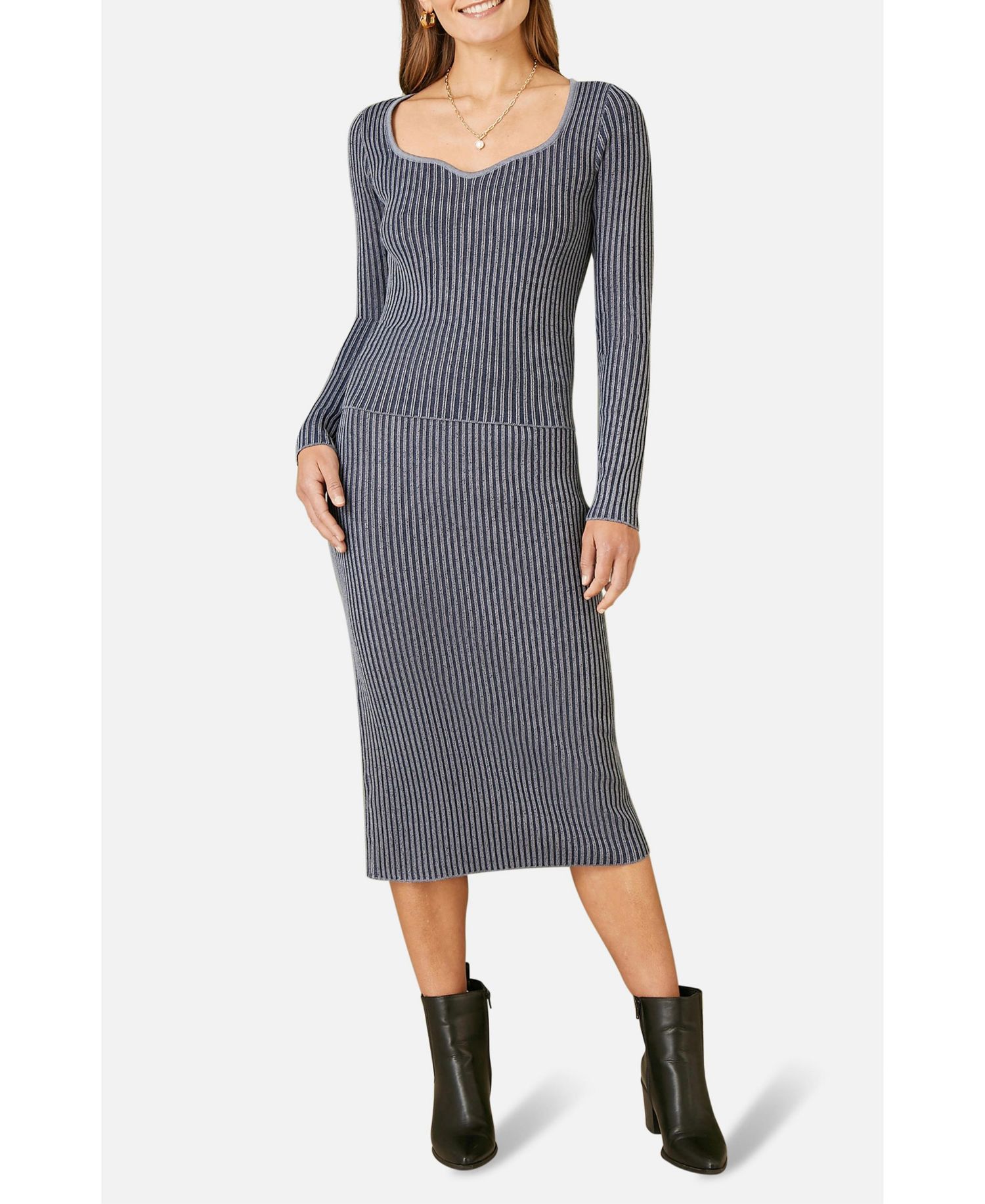 Women's Rib Knit Midi Skirt Stretch and Cozy