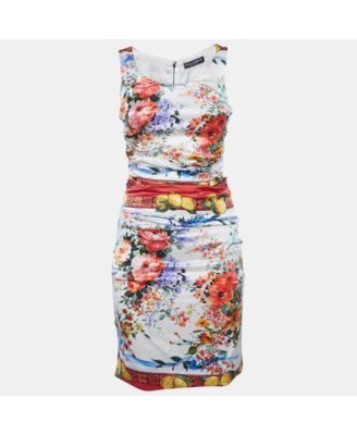 Women's Floral Print Satin Ruched Mini Dress