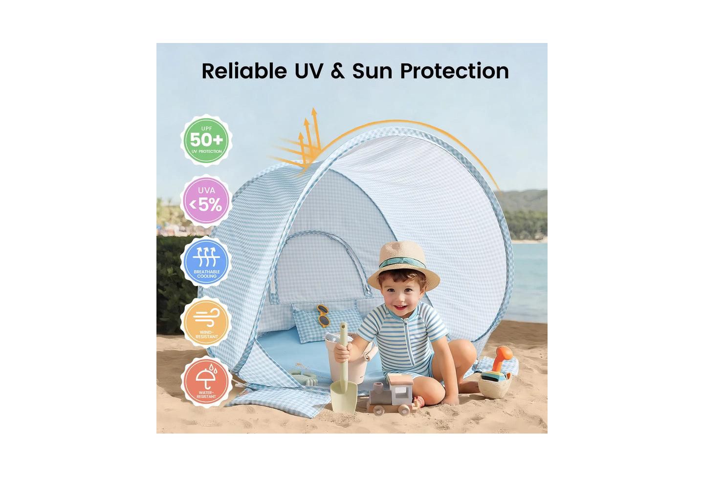 Детская игрушка Tiny Land One-Stop Beach Tent, 35.43"L x 27.56"W x 31.5"H, Ages 6+ Months, цвет: Синий — фото 2