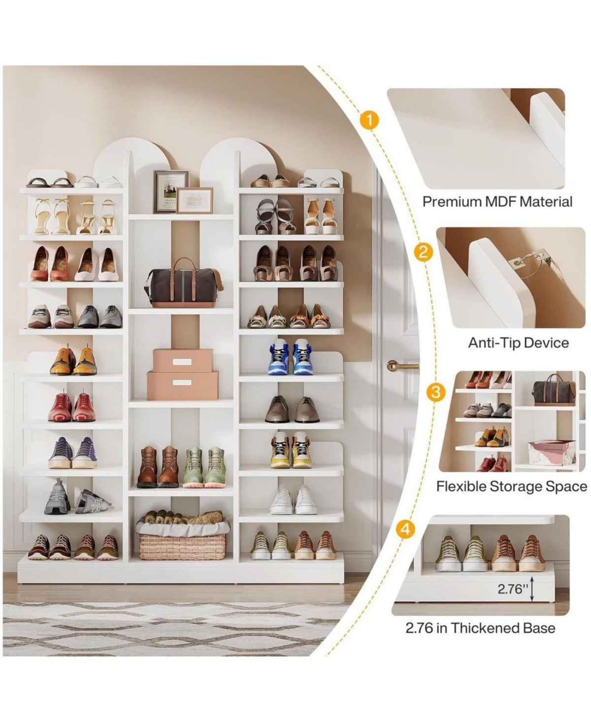 Slickblue 13 Tier Shoe Rack Freestanding Entryway Shoe Organizer
