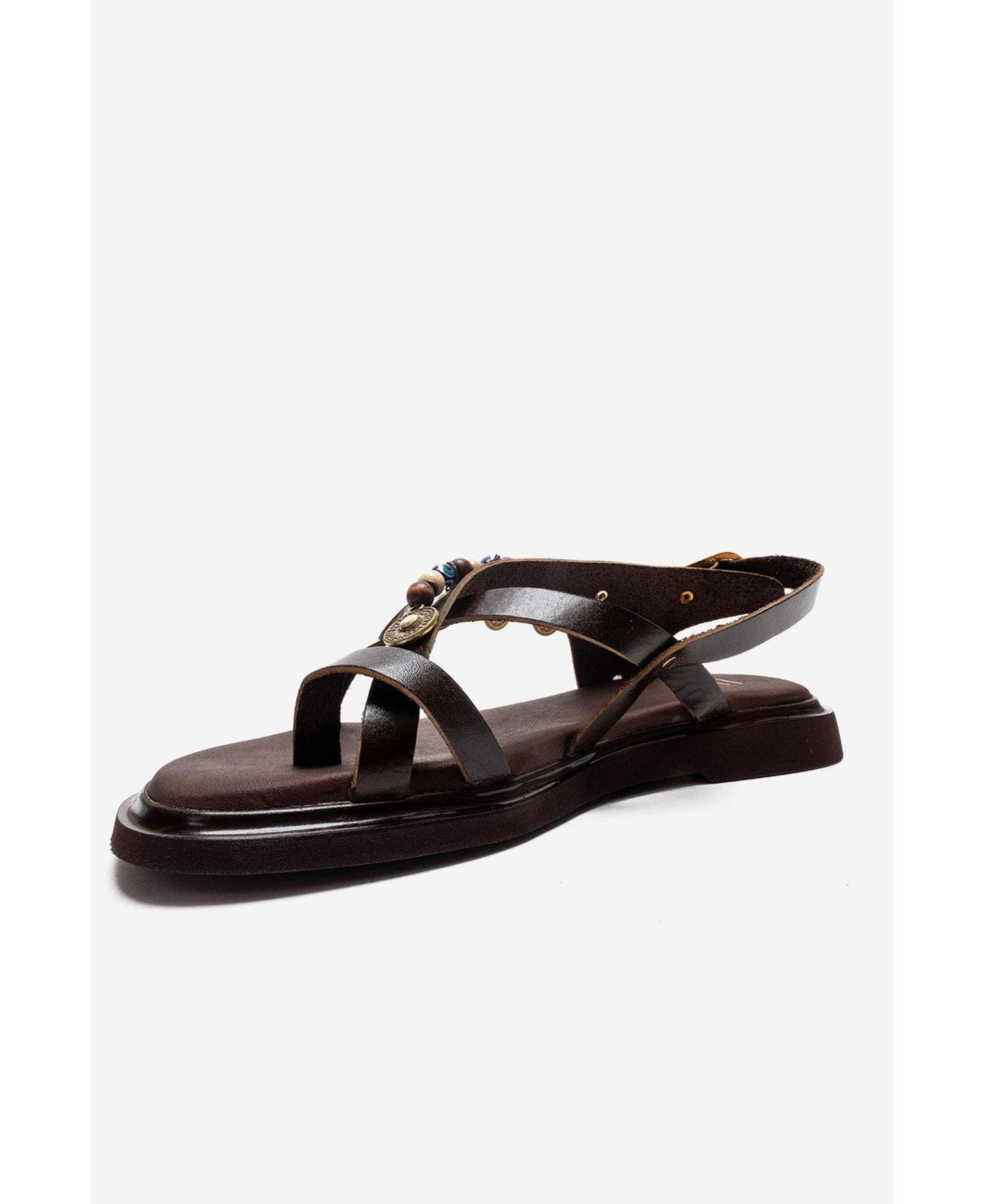 Женские сандалии Forever & Always Shoes Hush Leather Beaded Sandal, цвет: Коричневый — фото 7