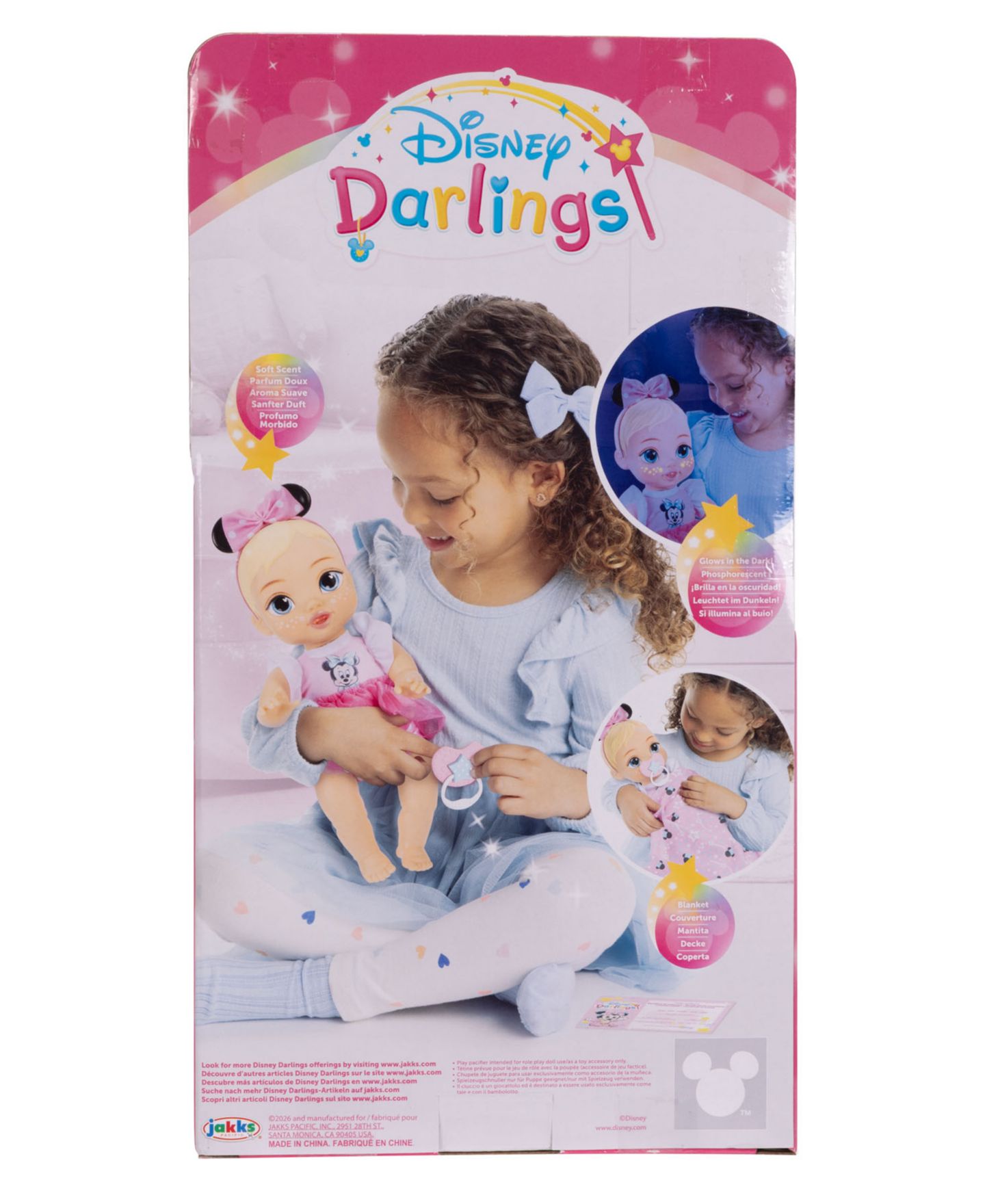 Детская кукла Disney Darlings Snuggly Stars Minnie 11" Soft-Bodied Glow-in-the-Dark Baby Doll — фото 5