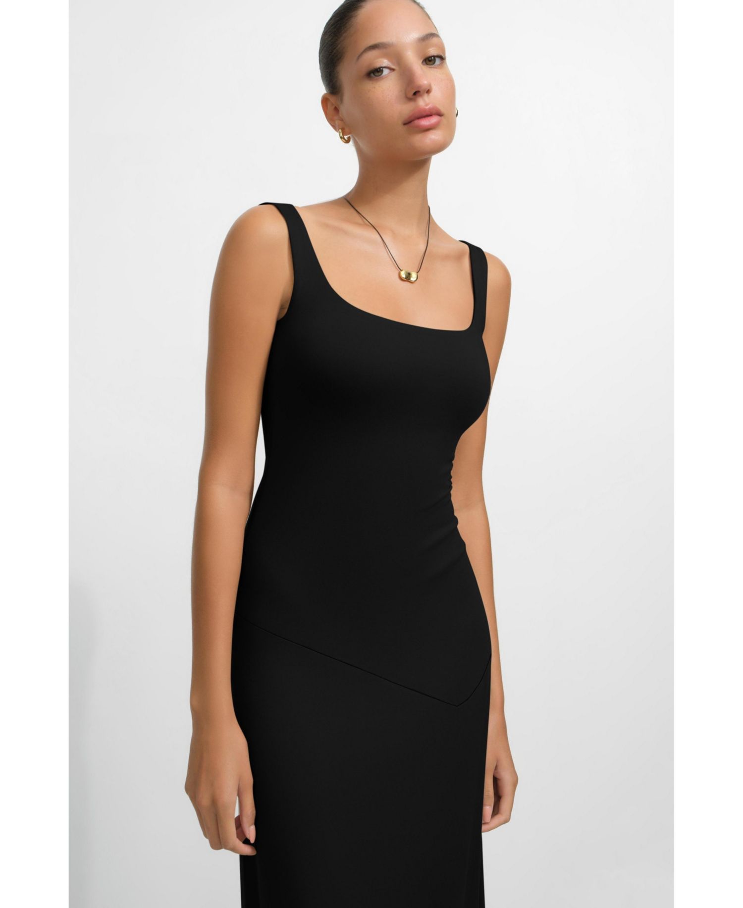 Women's Margot Square-Neck Fitted A-Line Jersey Midi Dress