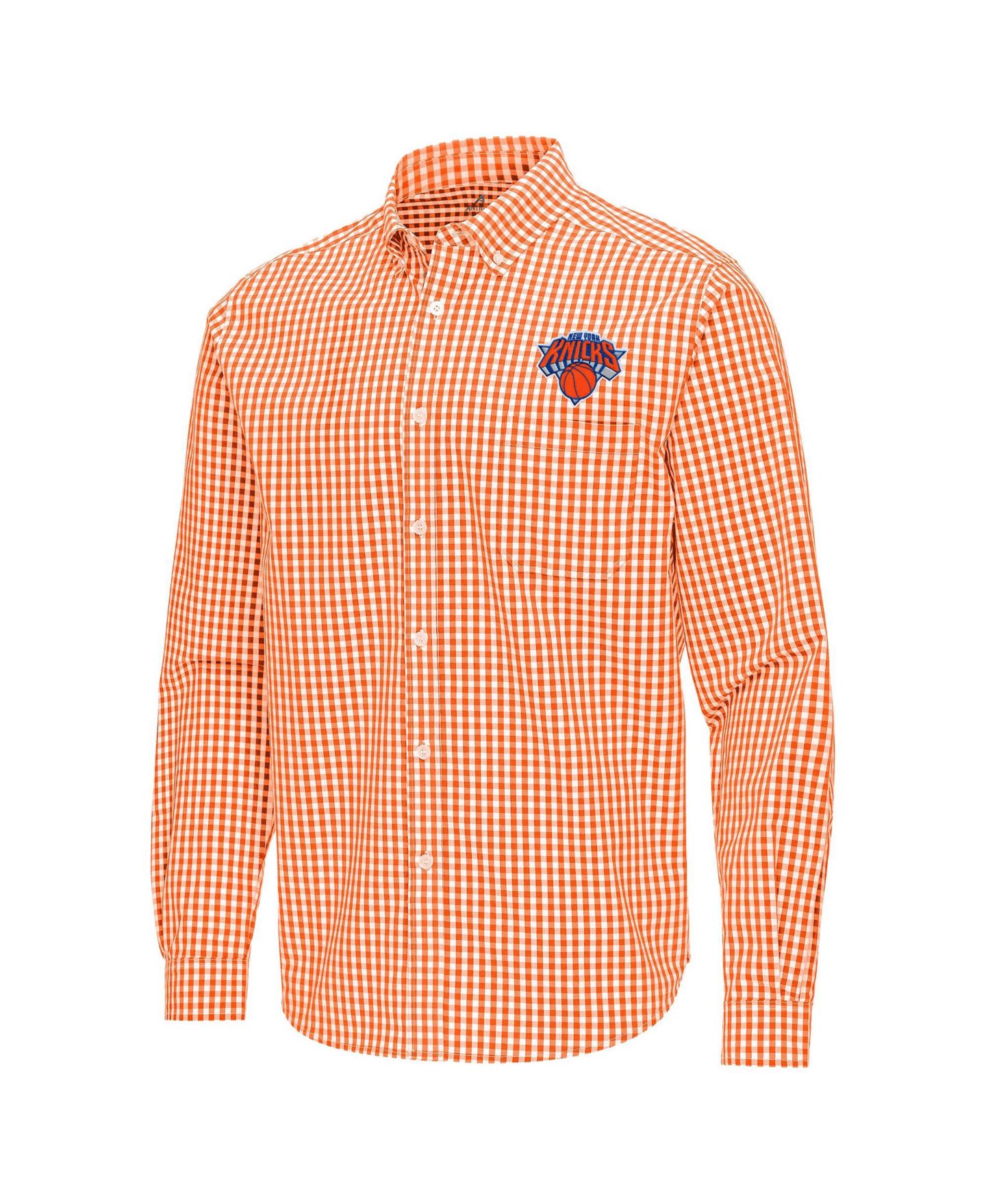 Мужская рубашка Antigua Orange New York Knicks Ellis Woven Tri-Blend Button-Down — фото 2