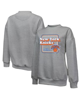 Women's Gray New York Knicks Classic Tri-Blend Pullover Sweatshirt