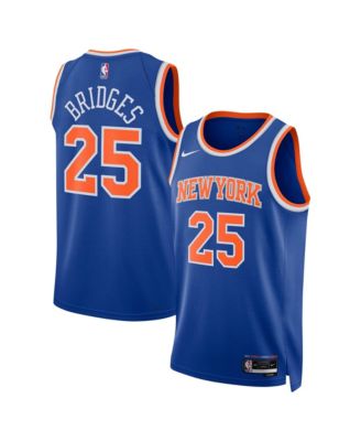 Men's and Women's Mikal Bridges Blue New York Knicks 2024 Offseason Addition Nike Swingman Jersey