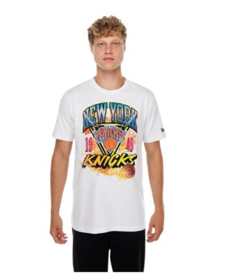 Men's White New York Knicks Lifestyle Capsule Basketball on Fire T-Shirt