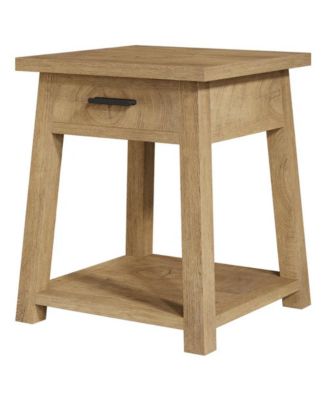 2 Tier Wood End Table with Drawer and Open Storage Shelf